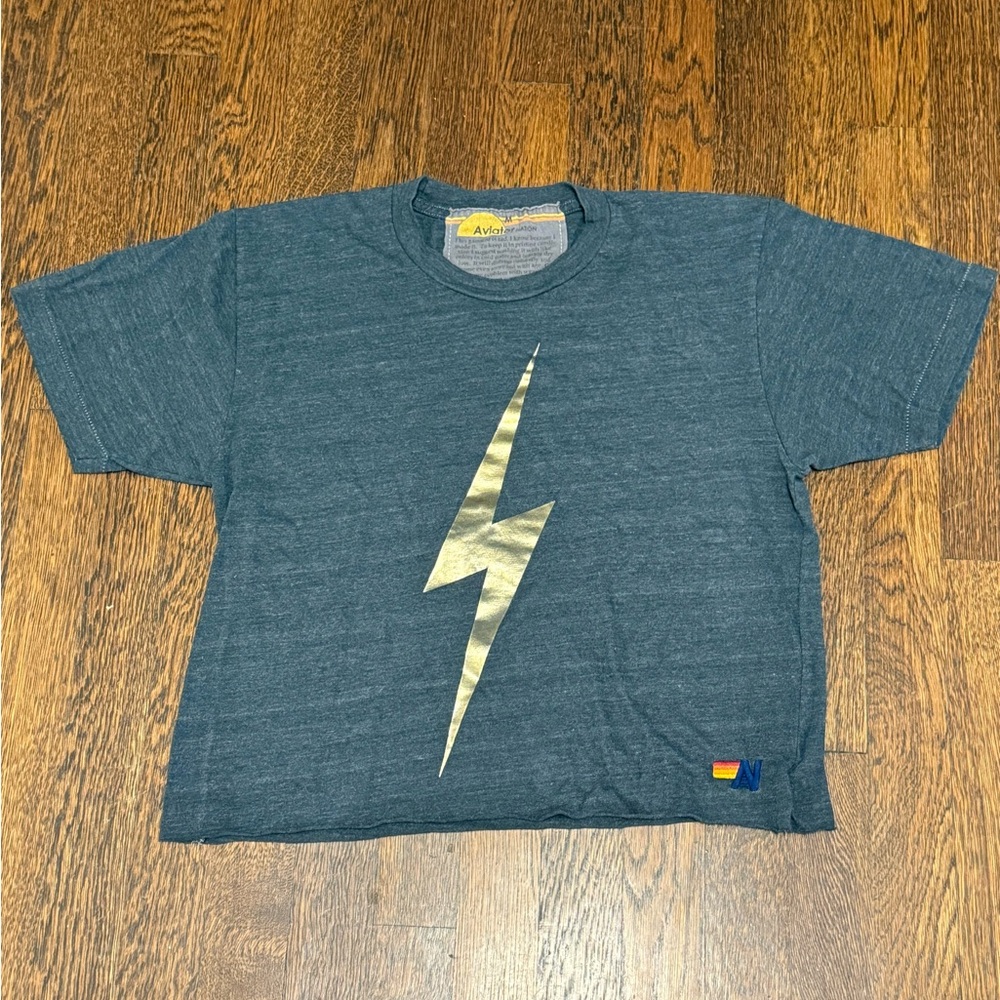 Aviator Nation rare Gold Lightning Bolt Tshirt
